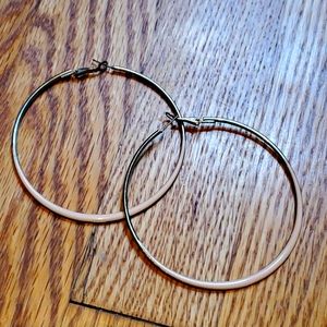 Gold and Pink Hoop Earrings